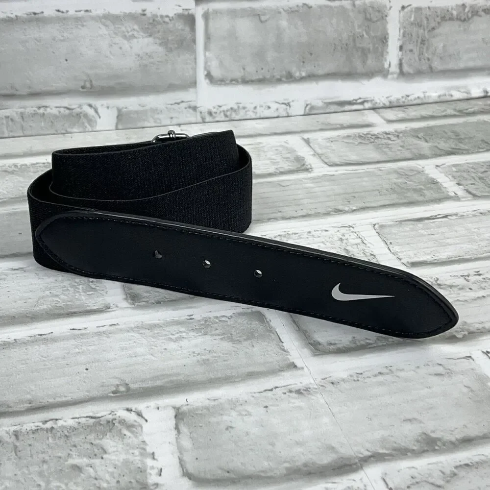 Nike Swoosh Black Belt Baseball Golf Adjustable Elastic Stretch One Size Fit All - Picture 6 of 6